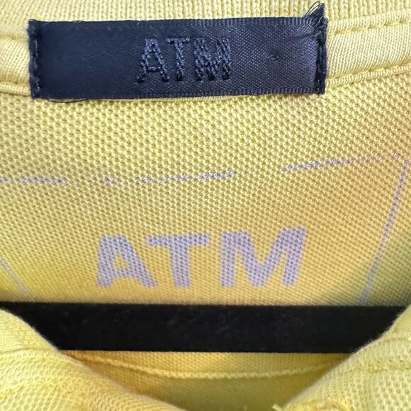 ATM Men's Pima Cotton Short Sleeve Knit Polo Shirt Collared Yellow Size XL - Picture 3 of 6